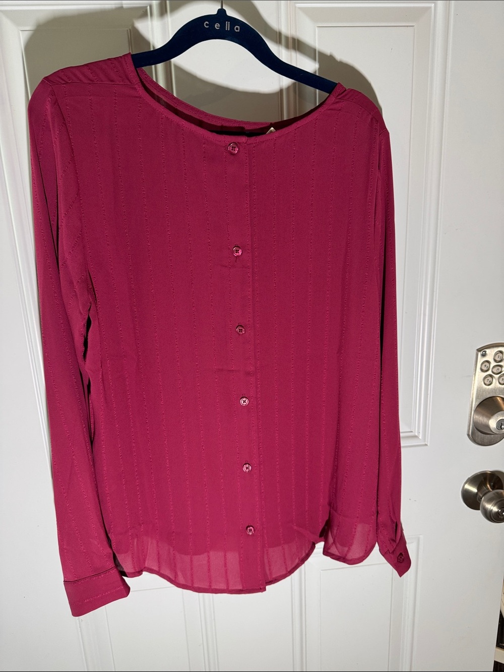 Maurices Magenta Button-back Long-Sleeve Top